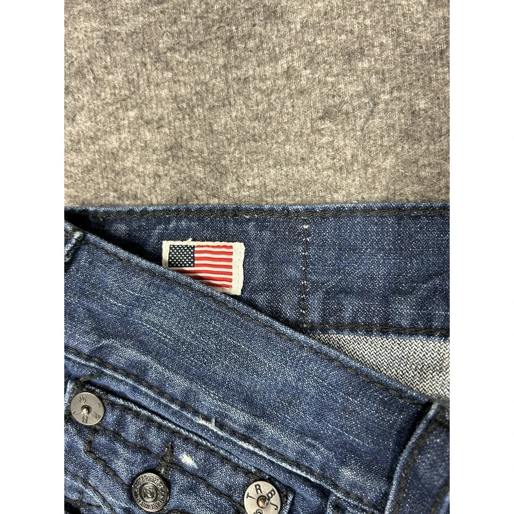 True Religion Jeans Mens 34x34 Ricky Big T Thick Stitch Flap Pocket whiskers USA